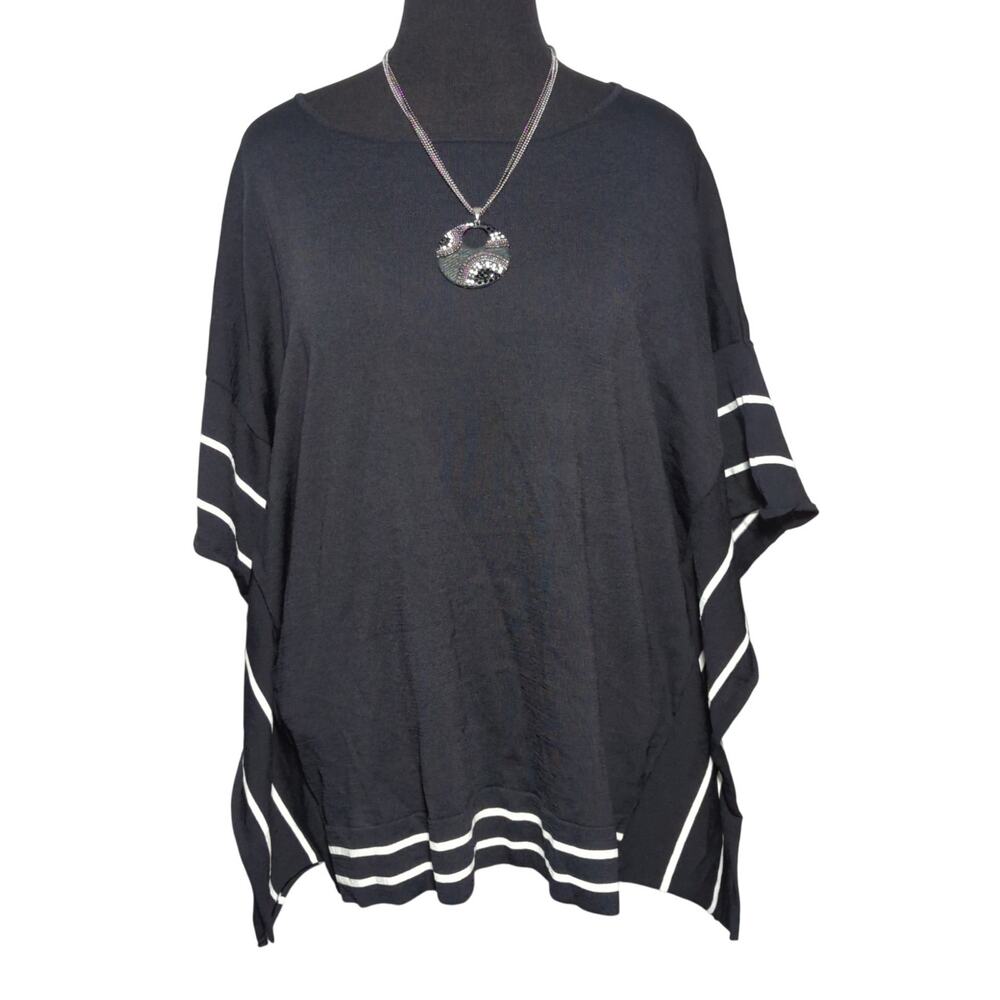 Jayley Collection Womens One Size Black Poncho Top Silk Cashmere Blend